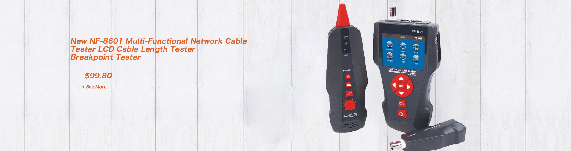 New NF-8601 Multi-Functional Network Cable Tester LCD Cable Length Tester Breakpoint Tester