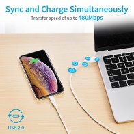 USB / Type-C to 8pin PD Cable Data Sync Charging Cable, Length: 1m (White)